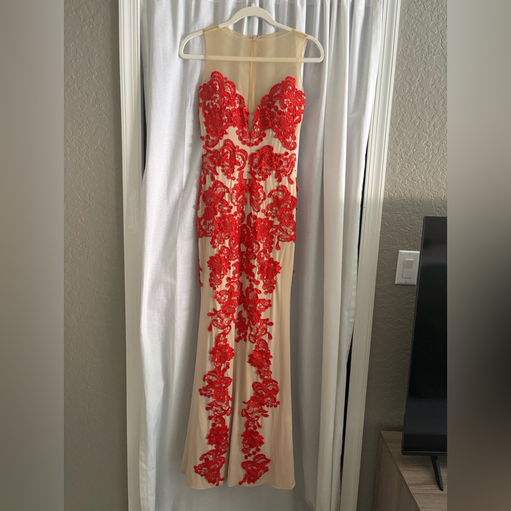 JOVANI Red Lace Dress